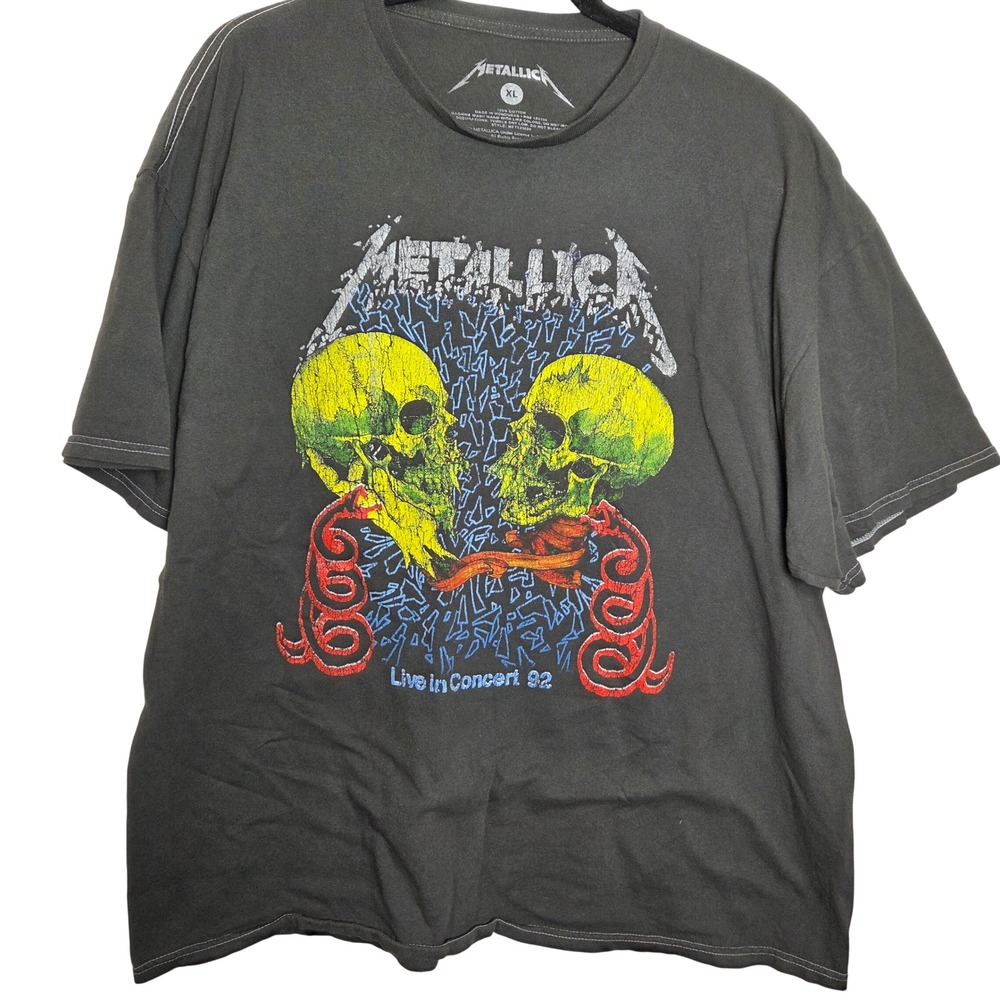 Metallica Skull Graphic Band Tee Live Concert 92 Rock Shirt‎ XL